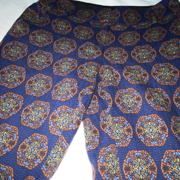 Ann Taylor LOFT Geometric Mandala Navy Pants size 2 - Picture 3 of 4